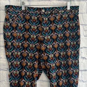 Anthropologie Pilcro Corduroy Serif Batik Pants Size 32 Skinny